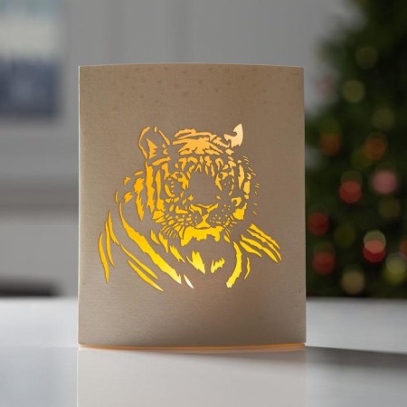 LED figure "Tiger" 13 × 16 × 5 cm, cardboard, battery AAX2 (not in the kit), glow warm white
