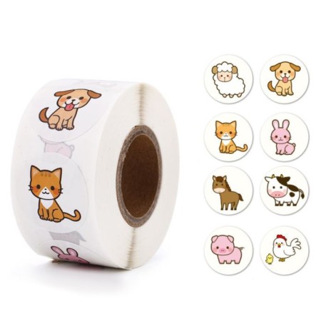 Stick Paper "Farm animals" d = 2.5 cm 500 pcs in a roll 3x6.5x6.5 cm