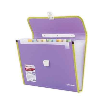 A4 Portfire folder 13 POSTDD BRAUBERG JOY (330x245x35 mm), with edging, label index, purple-1