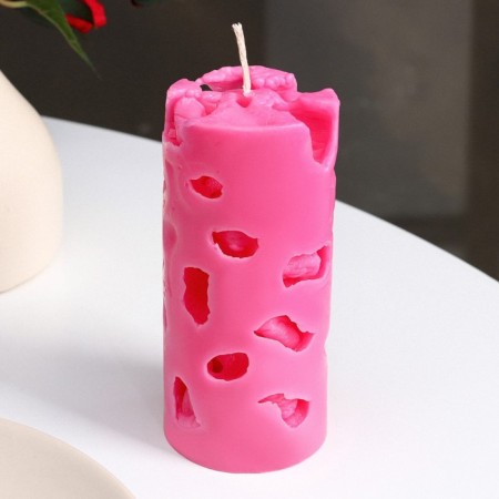 Aromatic decorative candle "openwork", pink, 6x12 cm, peony-1