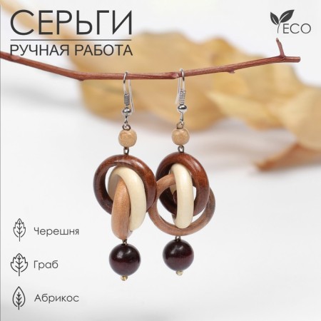 Handmade earrings, wooden "shells", white color-1