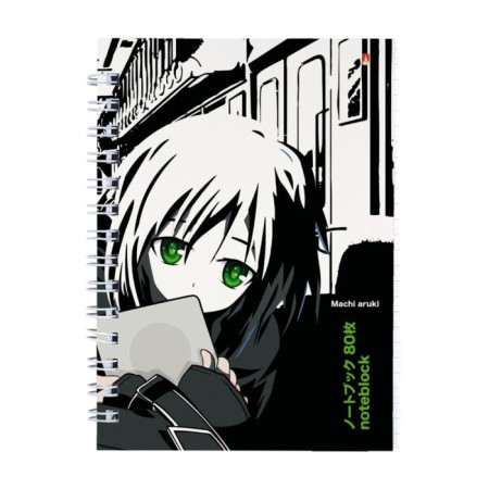 Notepad A6, 80 sheets in a cage on a crest, prestige, laminated cardboard cover, block 55 g/m2, mix-1