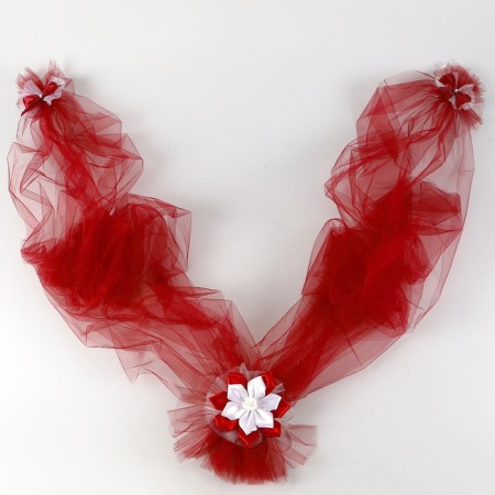 Tape to Kanzashi hood, tulle, with bows on mirrors, burgundy