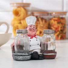 Set for glass spices on the stand “Cook on the sofa”, 3 subjects: Solonka 50 ml, polling table 50 ml, stand, figure Mix