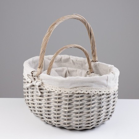 A set of baskets, 2 pcs, 40 × 30 × 20/40 cm, 28 × 21 × 14/27 cm, willow, textiles-1