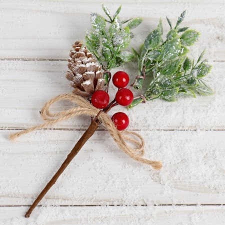 Decor "Winter charm" a bump with berries on a branch, 16 cm-1