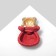 Broach "Bear" in a bag, red color in matte gold