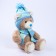 Soft toy "Little Friend", New Year's bear in a hat and scarf, blue color