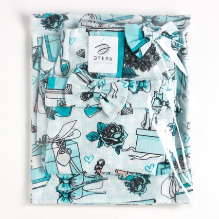 Set for the Ethel Sauna "Mint Mood" Pareo with a bow+towel 80x150 cm+dressing, 100% HL-11