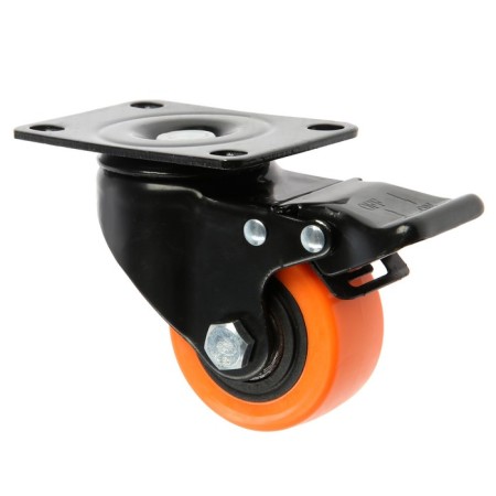 Furniture wheel CAPPIO, D = 62 mm, rotary, with a stop, PVC coating