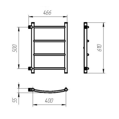 Water webcaner "Leader", 500x400 mm, side connection, 4 crossbars-1