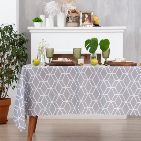 The tablecloth is the Hexagon 145x250 cm, 100% p/e