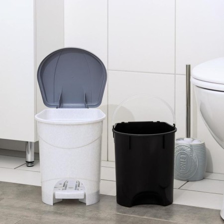 Garbage container with pedal, 7 l, marble color-2