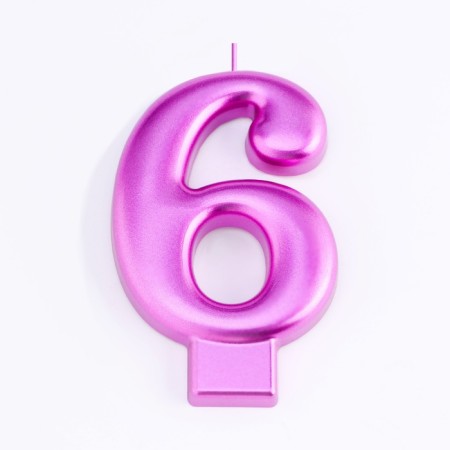 Candle for the Cake "European Giant", a number 6, 7 cm, purple metallic-2