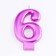Candle for the Cake "European Giant", a number 6, 7 cm, purple metallic