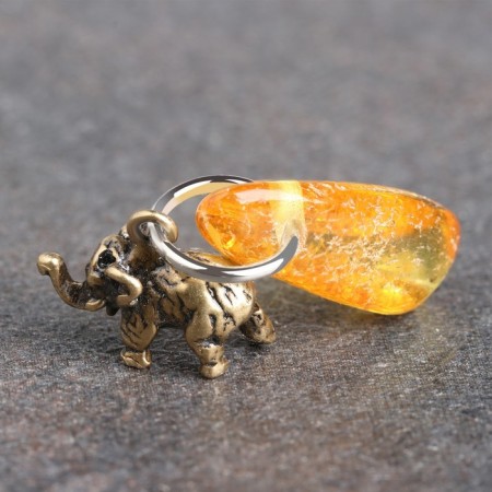 Talisman keychain "Elephant", natural amber-5