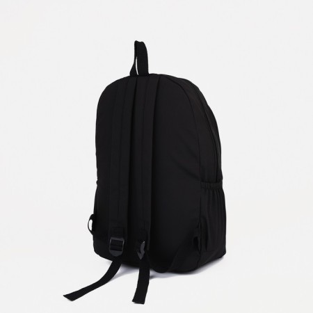 School backpack from textiles on lightning, 3 pockets, black color-3