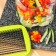 The vegetable engine is universal with a share container, 3 interchangeable nozzles and a Pusher, 14.5 × 14.5 × 21 cm, white-green color