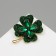 Brooch "Clover" for good luck, emerald color in gold