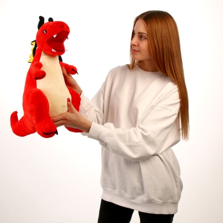 Soft toy "Dragon", with black wings, 45 cm, red color