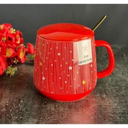 Lenardi mug, with a lid and spoon, porcelain, 420 ml
