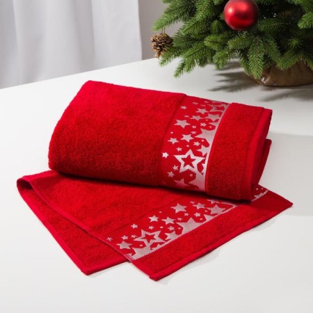 Trick Lovelife towel "Stars", 30x60 cm, red color-3