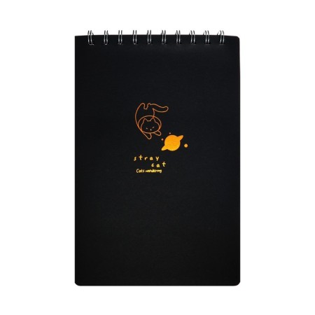 A5 sketchbook, 30 black sheets on the crest, "cat", solid substrate, density 110 gr., Mix-1