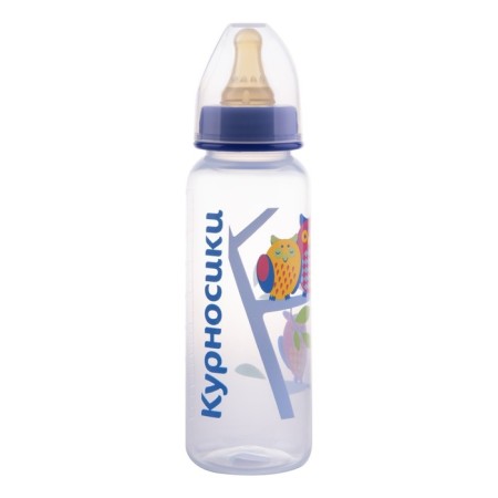 A bottle for feeding with a latex nipple, 250 ml, from 0 months., Mix color-5