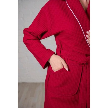 Women's robe, shalka+kant, size 44, burgundy color, waffle-2
