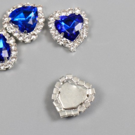 Decor for creativity Metal "Medalon Heart in Rhilizers" Blue 1.8x1.7 cm-1