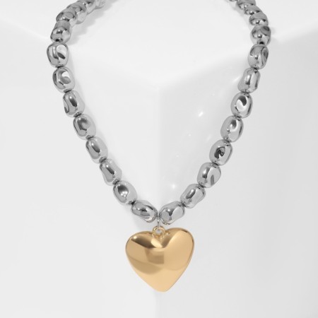Piece on a decorative basis "heart" voluminous, color silver with gold, 40 cm-1