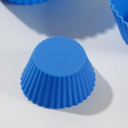 A set of baking forms “Rib. Circle ”, silicone, 3 pcs, 9 × 4 cm, 7 × 3.5 cm, 5 × 2.5 cm, blue color-2