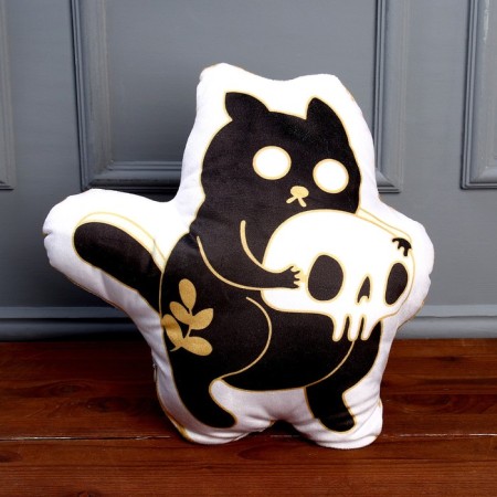 Soft toy "cat" with a skull, black color-2