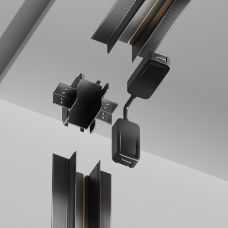 The internal corner connector for the built-in track system Technical TRA084CT-12B, 4.6x4.6x6.5 cm, black color is black-3