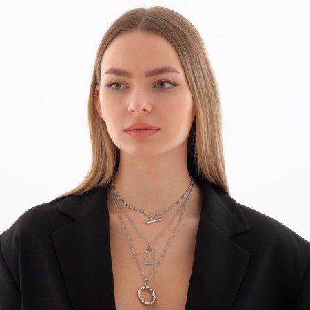 Pendant "Chain" frame with a ring, color silver, l = 52 cm-3