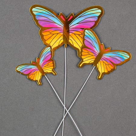 Set for decorating the cake "Butterflies", 10 pcs., Multi -colored