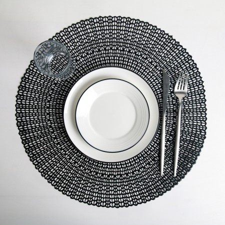 Serving napkin on the table "dew", d = 41 cm, black color