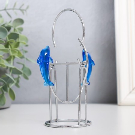 Dolphins pendulum one after another with a ring of 6.5 x 6.5 x 14 cm-1