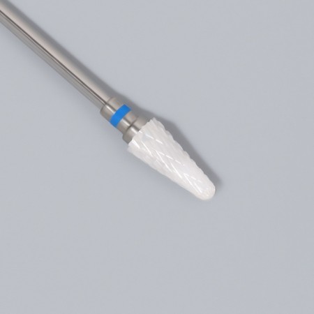 Ceramic milling cutter for manicure “Cones Rounded”, average cut, 6 × 14 mm, in a plastic case, white color-3