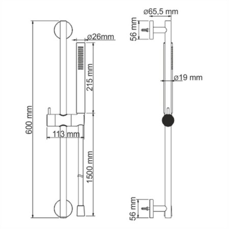 Shower set of Wasserkraft A142, watering can 1 mode, stand, hose, chrome-5