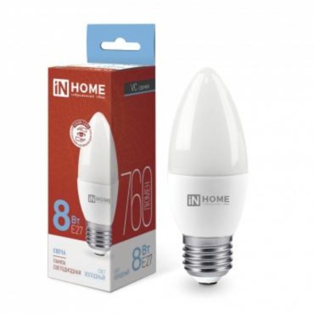 LED lamp In Home, E27, 8 W, 760 lm, 6500 K, glow cold white