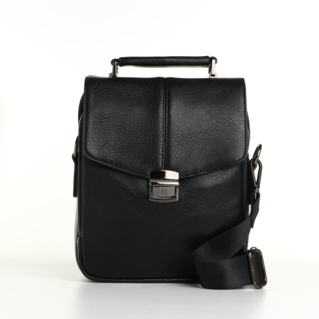 Male bag, guran tomp, artificial leather, black color-1