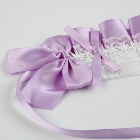 Carnival bandage "Lolita", lilac color with white lace-3