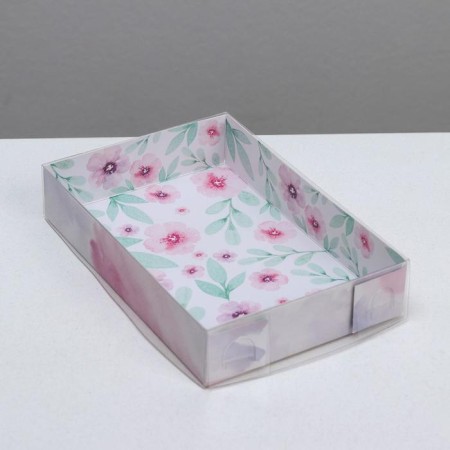 Confectionery packaging, Makarun box with PVC lid, “Spring Gift”, 17 x 12 x 3.5 cm