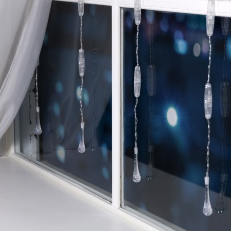 Garland "Curtain" 2.5 × 0.65 m with nozzles "Drops", IP20, transparent thread, 50 LED, glow warm white, 8 modes, 220 V-3