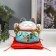 Souvenir Ceramics Pigger "Blue Cat Mani-Neko with bells" 11.5x11.5x9.5 cm