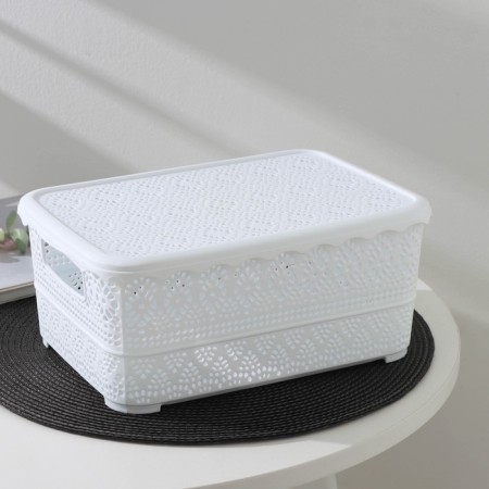 Storage container with a lid "openwork", plastic, 26 × 19 × 11.5 cm, color mix-12