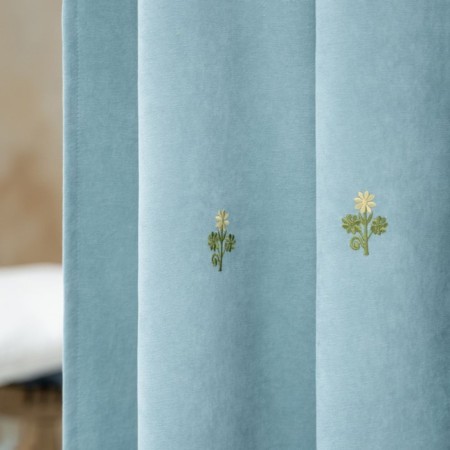 Set of curtains "Ginko", size 145x270 cm, color of heavenly blue-2