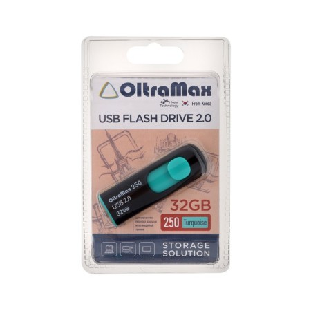 OLTRAMAX 250, 32 GB, USB2.0 flash drive, Thu up to 15 MB/s, PLO up to 8 MB/s, turquoise