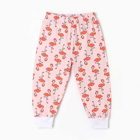 Kit (blouse, pants), peach/flamingos color, height 56 ​​cm-4